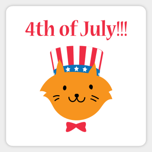 4th of July Superstar Cat in Hat and Bow Tie Sticker